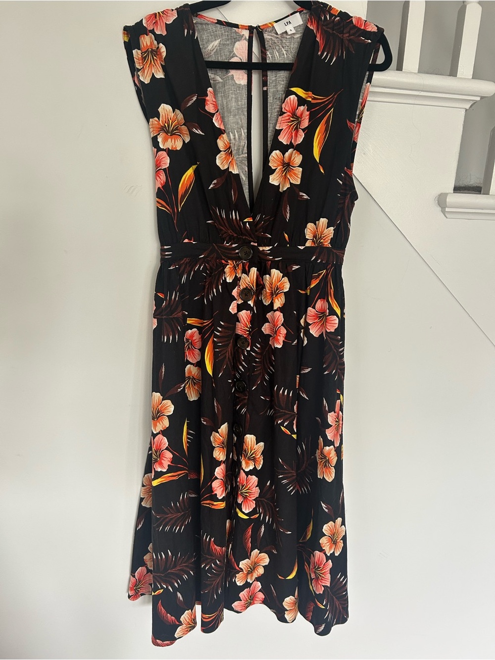 LPA Black Floral Midi Dress - Picture 3 of 3